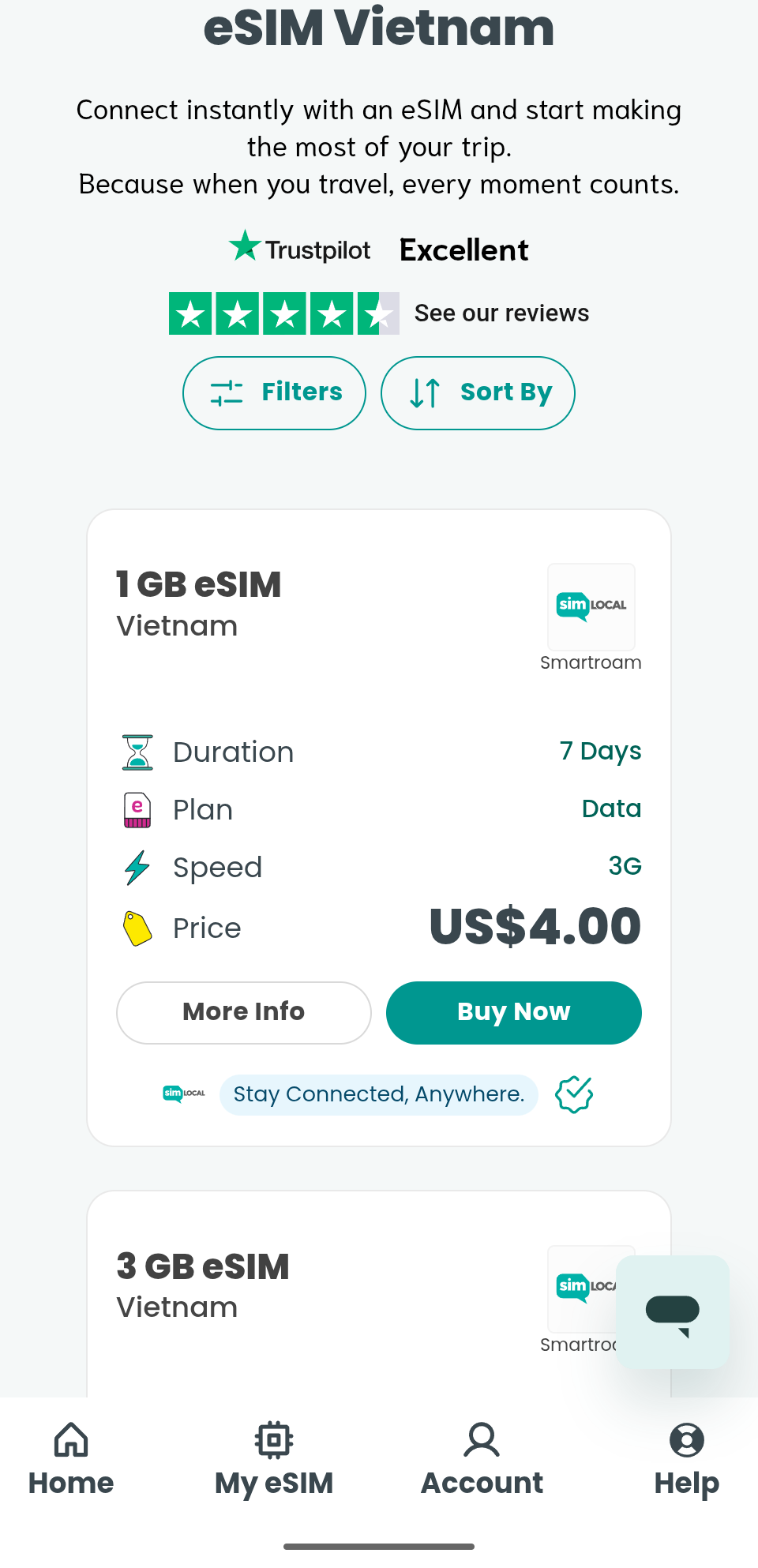 Sim Local eSIM plans for Vietnam