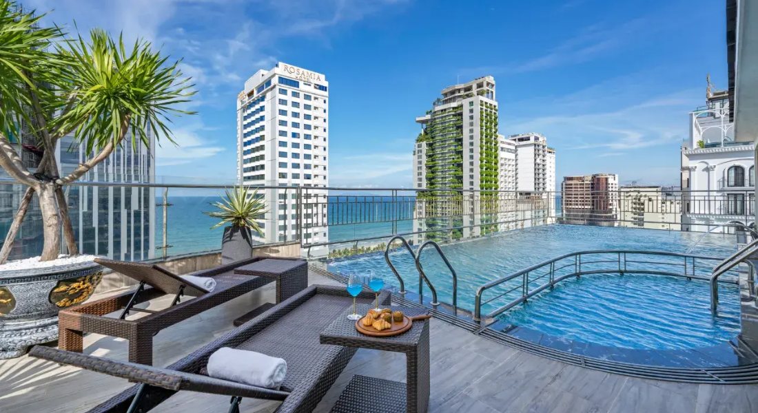 Beachfront hotel with a rooftop pool