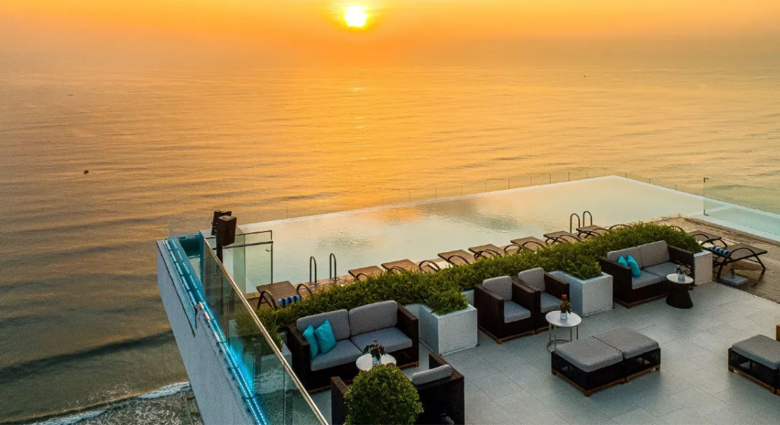 Beachfront hotel with a rooftop pool